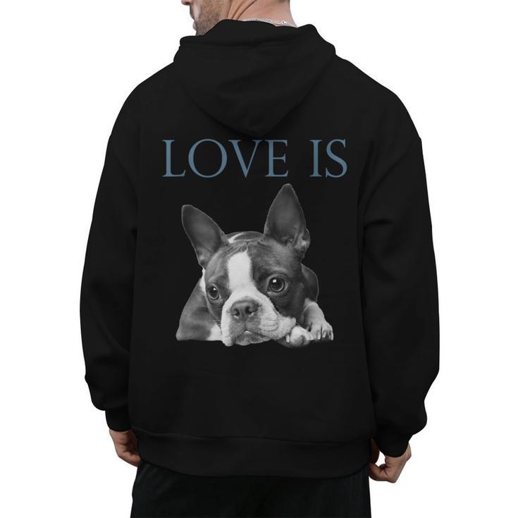 Love Is Boston Terrier Bostie Men's Hoodie Back Print