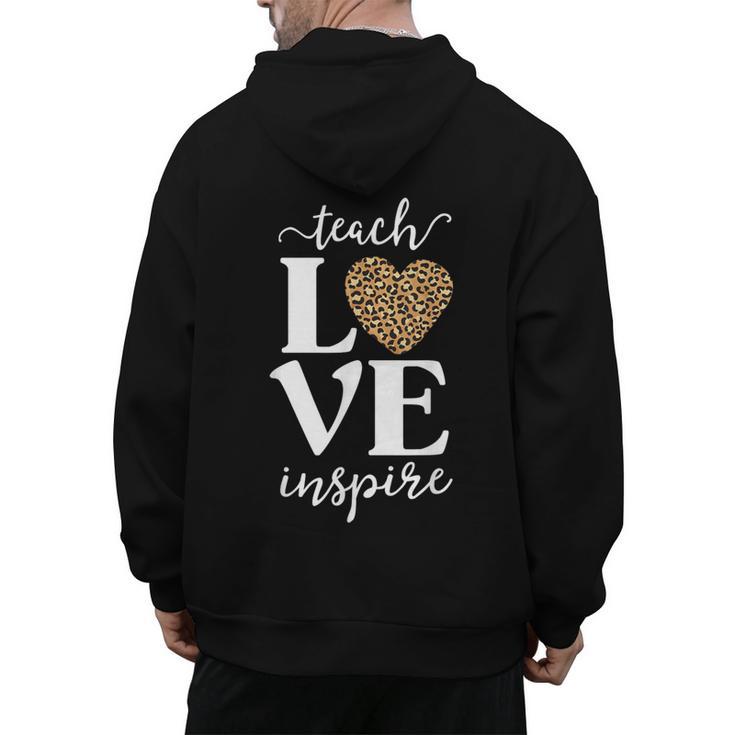 Love Leopard Print Teacher Cheetah School Inspire Teach Men's Hoodie Back Print