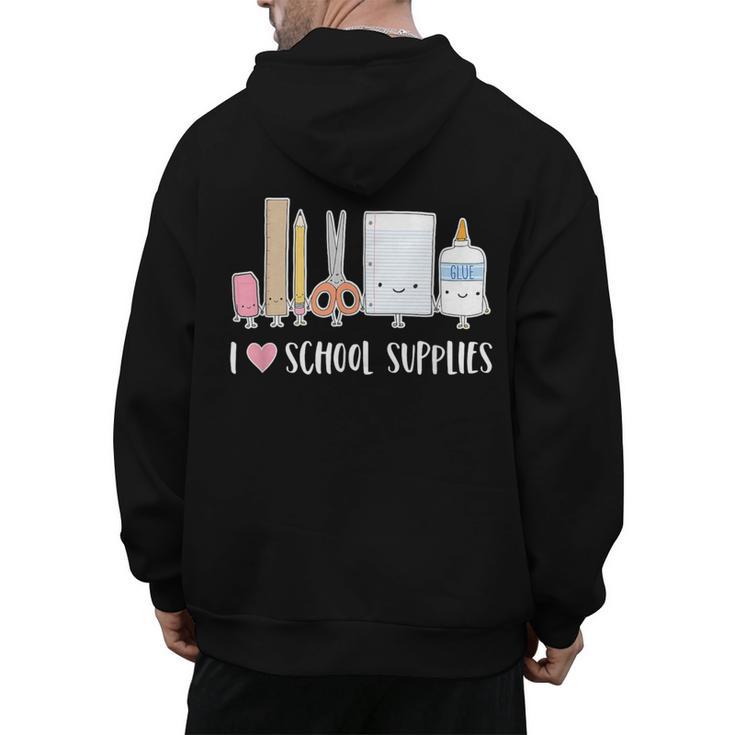 I Love School Supplies Teacher Shirt Men's Hoodie Back Print