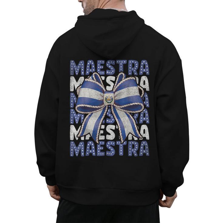 Maestra El Salvador Coquette Bow Hispanic Spanish Teacher Men's Hoodie Back Print