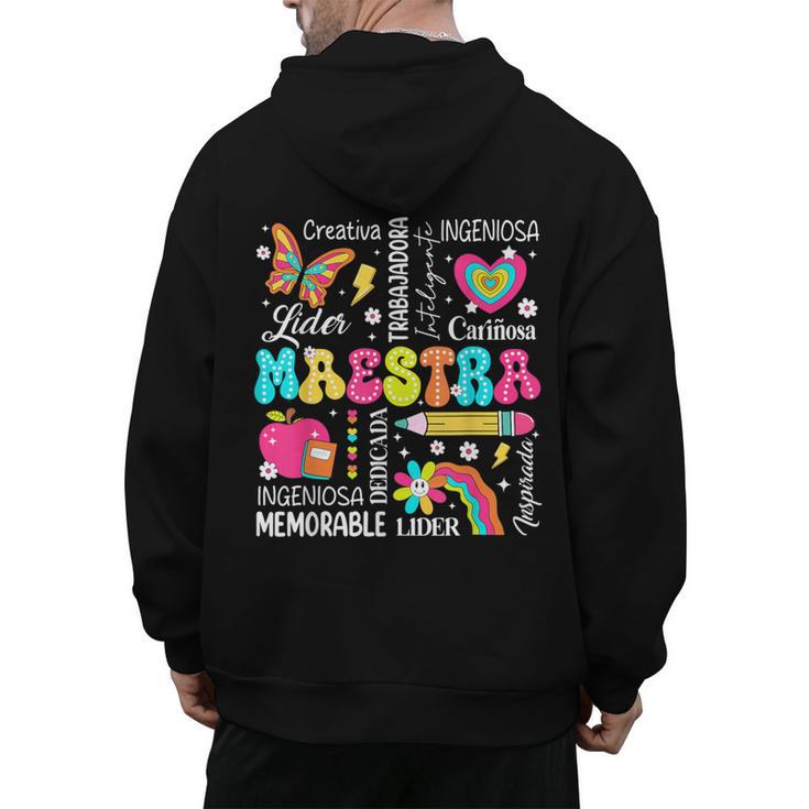 Maestra Spanish Teacher Back To School Maestra De Espanol Men's Hoodie Back Print