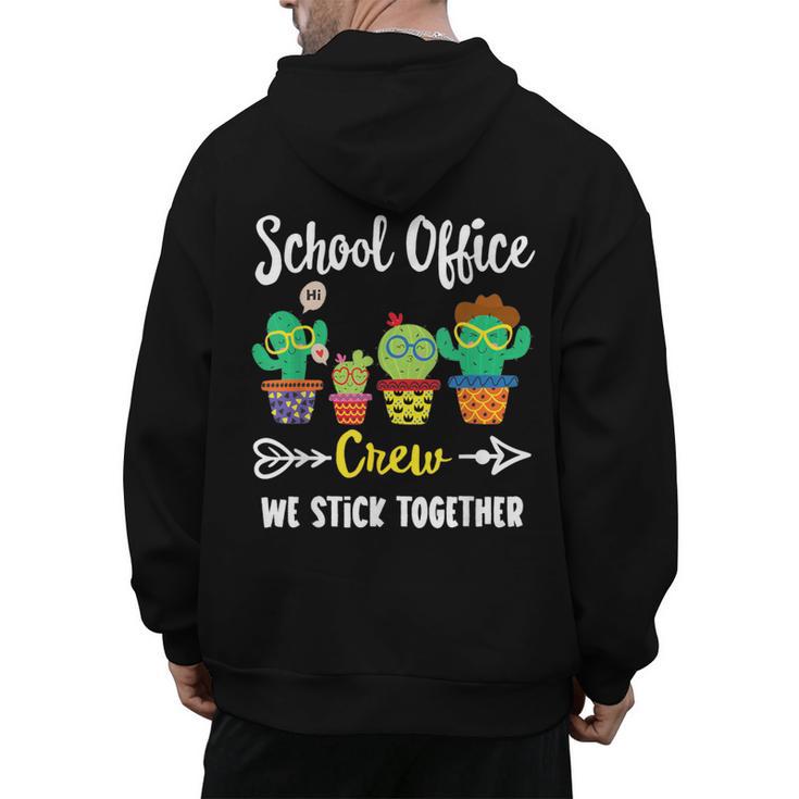 Matching Teacher Back To School School Office Crew Cactus Team School Office Squad Men's Hoodie Back Print