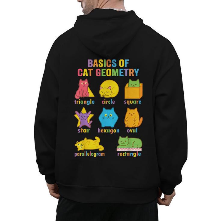 Math Cat Geometry Back To School Mathematics Teacher Men's Hoodie Back Print