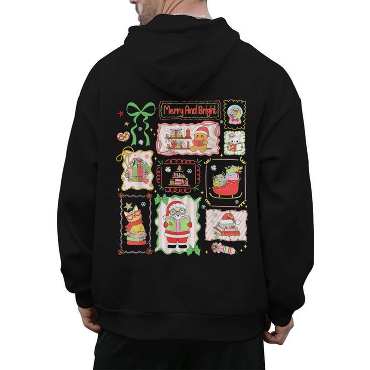 Merry And Bright Christmas Gingerbread Santa Book Teacher Men's Hoodie Back Print
