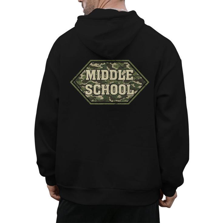 Middle School Camo Retro Back To School Teachers Men's Hoodie Back Print