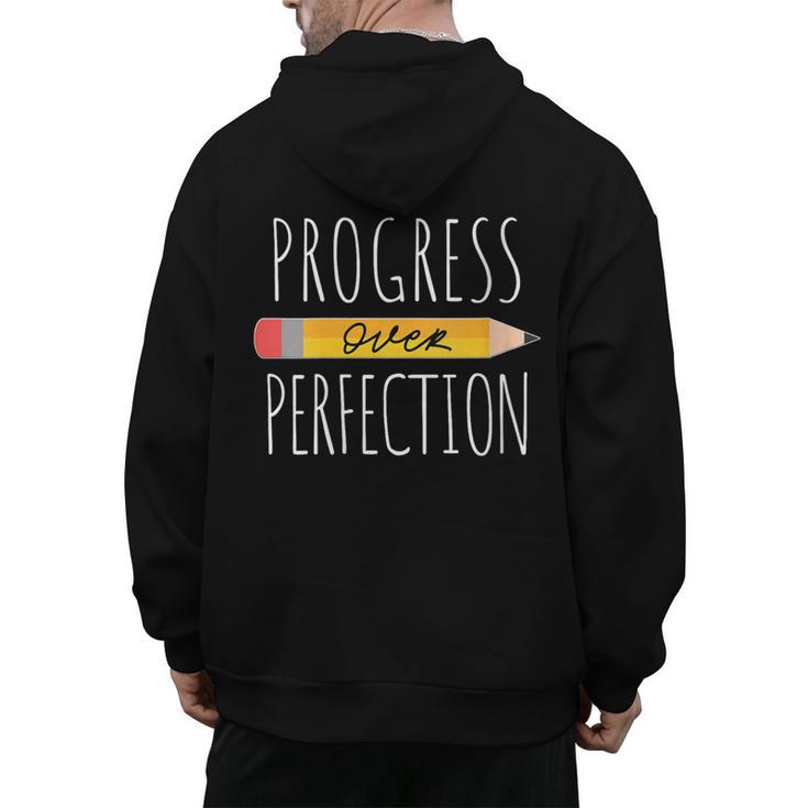 Motivational Progress Over Perfection Back To School Teacher Men's Hoodie Back Print