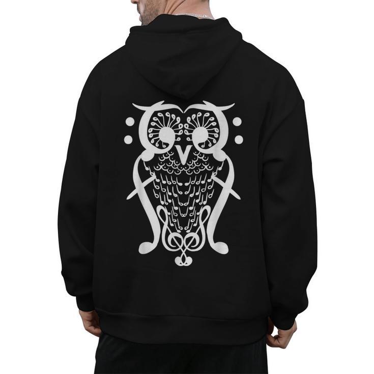 Music Note Owl Shirt Musicians Teacher Birthday Bird Men's Hoodie Back Print