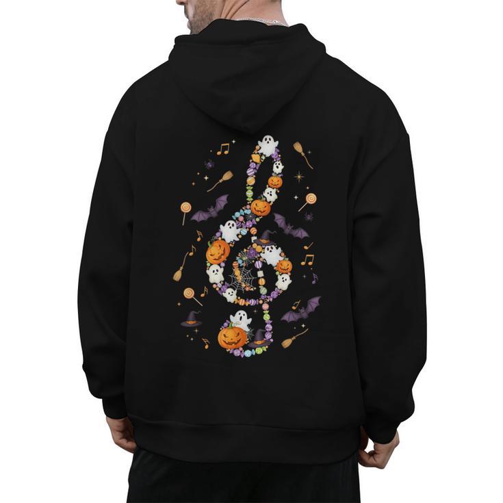 Music Note Symbol Halloween For Music Teacher Musicians Men's Hoodie Back Print