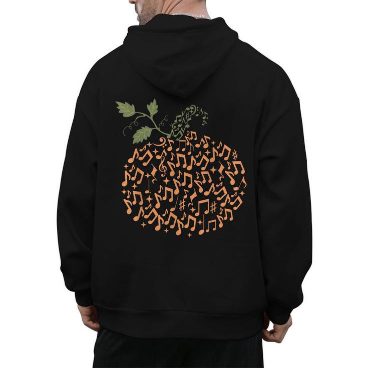 Music Notes Pumpkin Fall Music Teacher Autumn Halloween Men's Hoodie Back Print