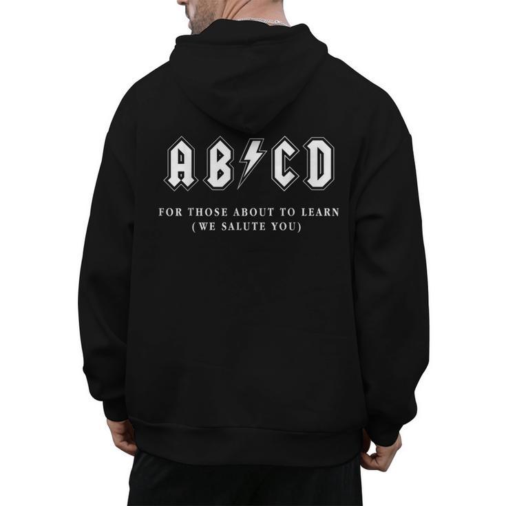 Music Teacher AB CD For Those About To Learn Rock Men's Hoodie Back Print