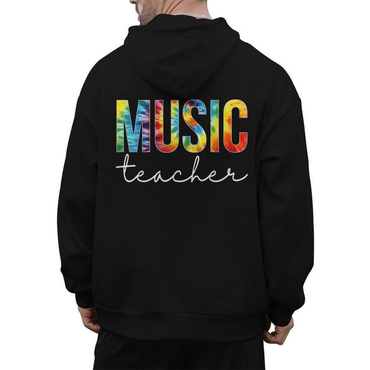 Music Teacher Tie Dye Appreciation Day Hello Back To School Men Women Men's Hoodie Back Print