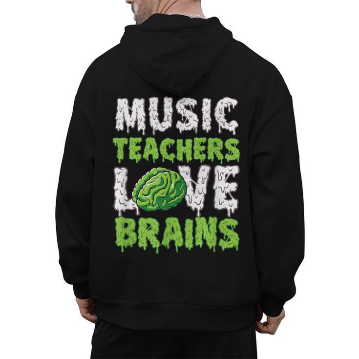 Music Teachers Love Brains Cute Teaching Halloween Men's Hoodie Back Print