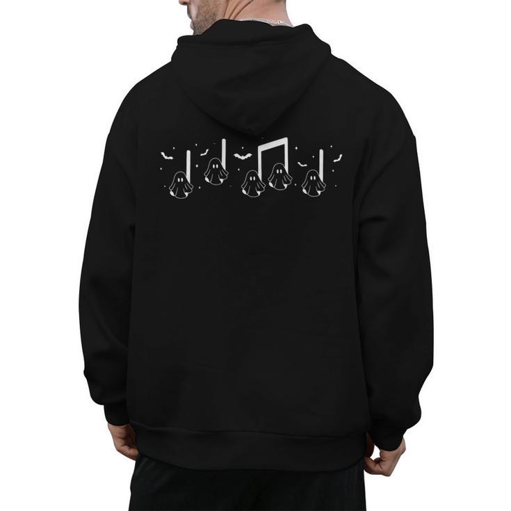Musical Notes Ghost Halloween Music Teacher Piano Instructor Men's Hoodie Back Print