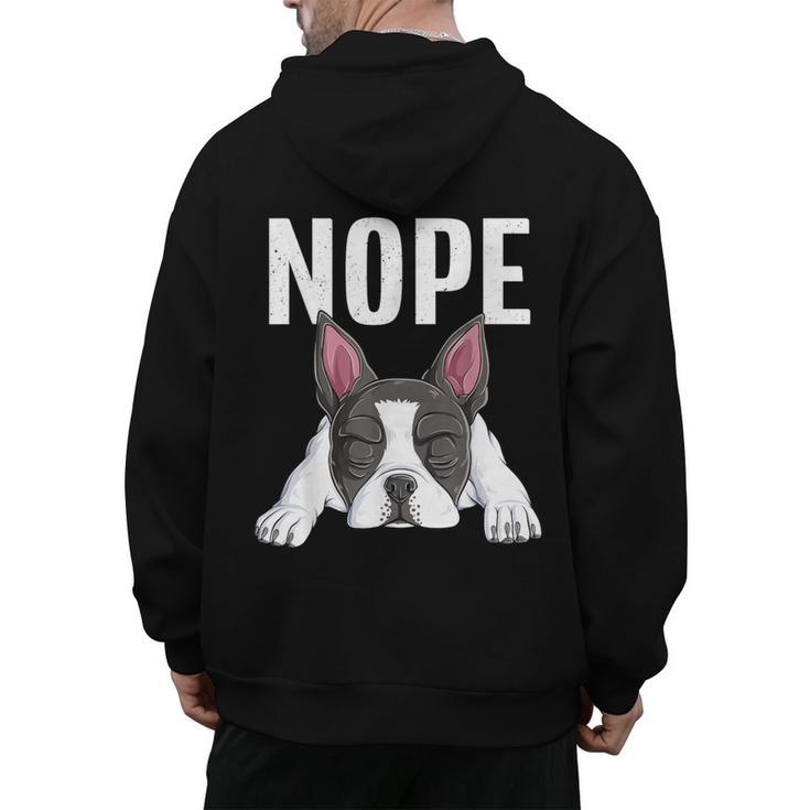 Nope Boston Terrier Puppy Dog Bostie Lover Men Women Girls Kids Men's Hoodie Back Print
