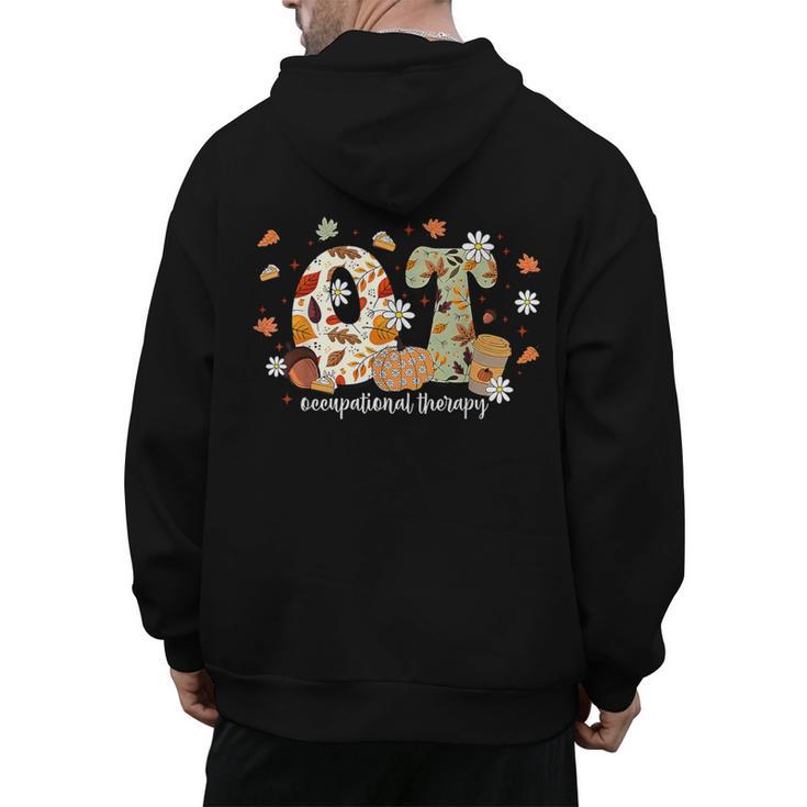 Occupational Therapy Fall Autumn Pumpkin Flower OTA Teacher Men's Hoodie Back Print