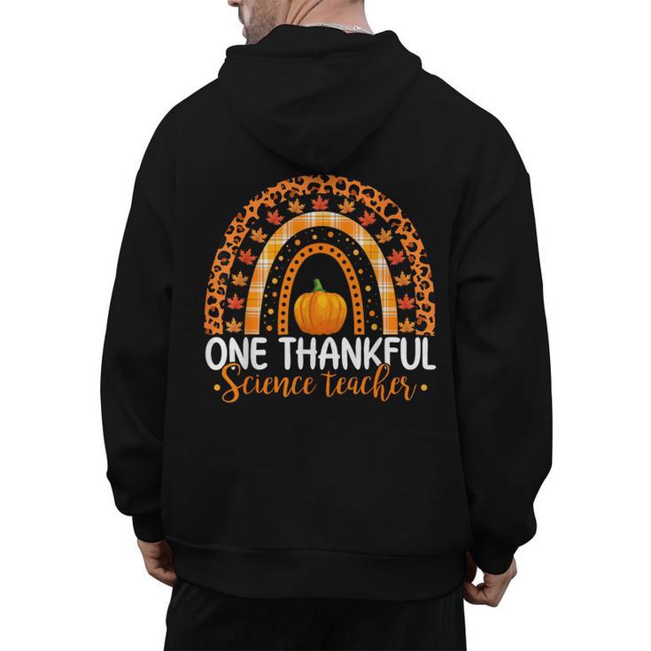 One Thankful Science Teacher Rainbow Boho Fall Thanksgiving Men's Hoodie Back Print