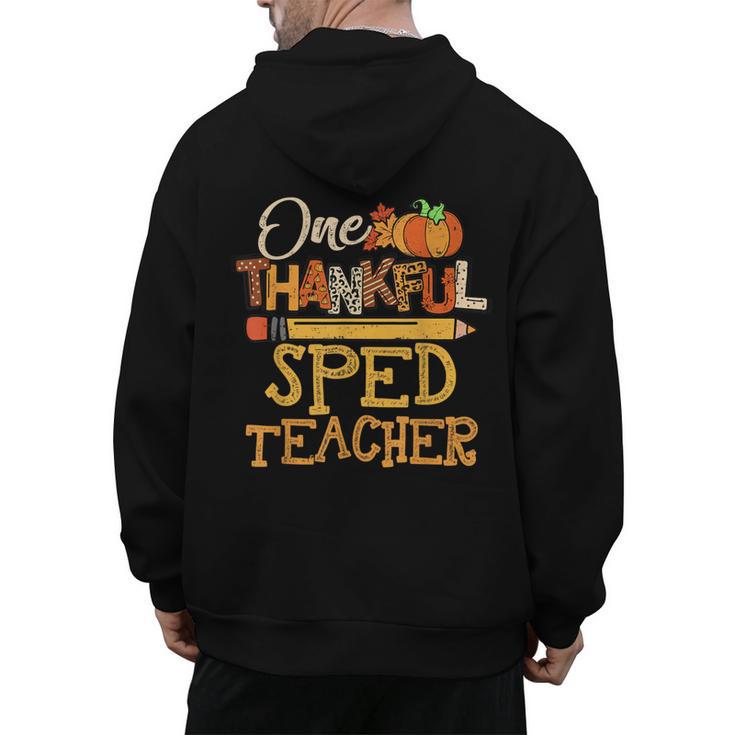 One Thankful Sped Teacher Cute Thanksgiving Women Men's Hoodie Back Print