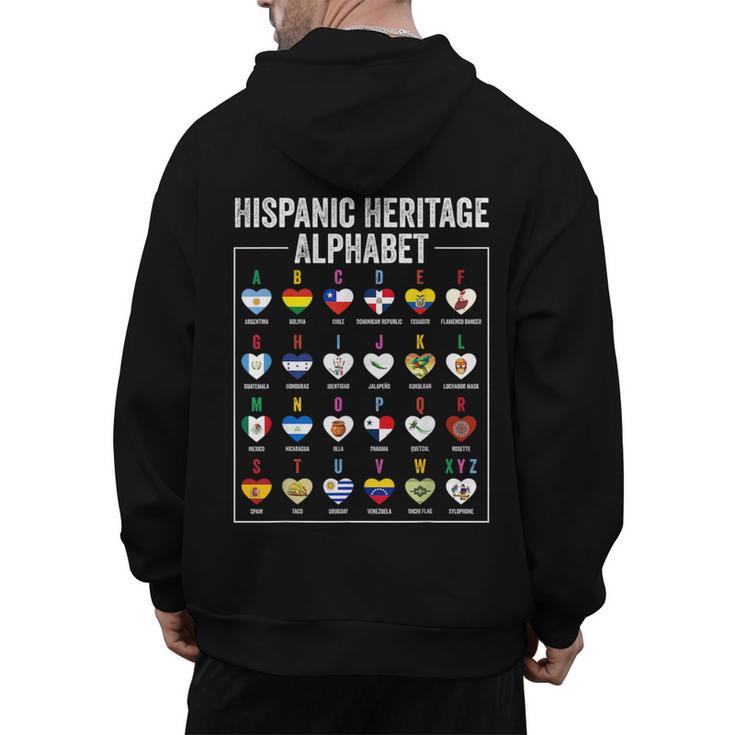 Hispanic Flags Alphabet Hearts Latin Heritage For Teacher Men's Hoodie Back Print