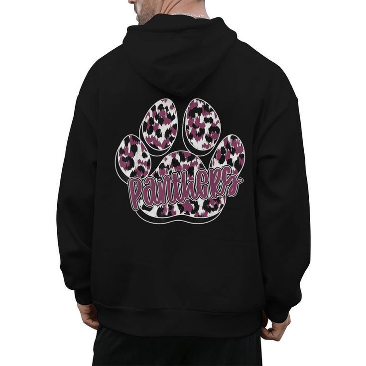 Panthers Paw Print Leopard Maroon Panther Pride Teacher Men's Hoodie Back Print