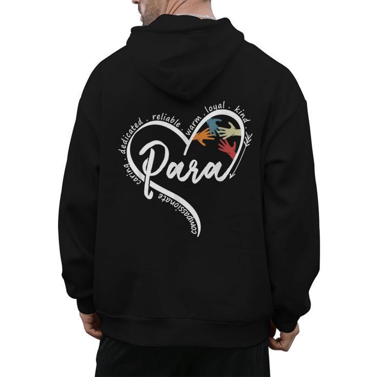 Para Heart Paraprofessional Teacher Paraeducator Men's Hoodie Back Print