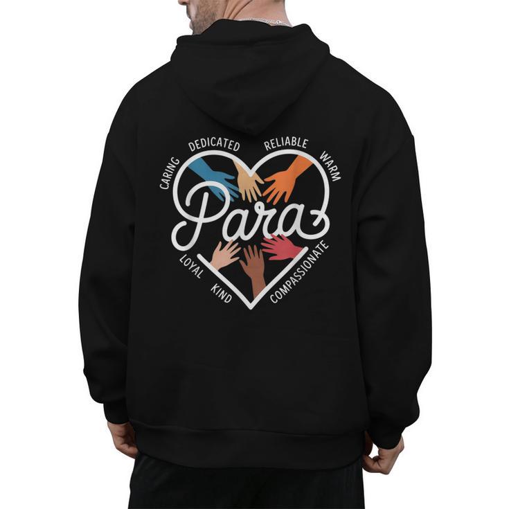 Para Heart Paraprofessional Teacher Paraeducator Men's Hoodie Back Print