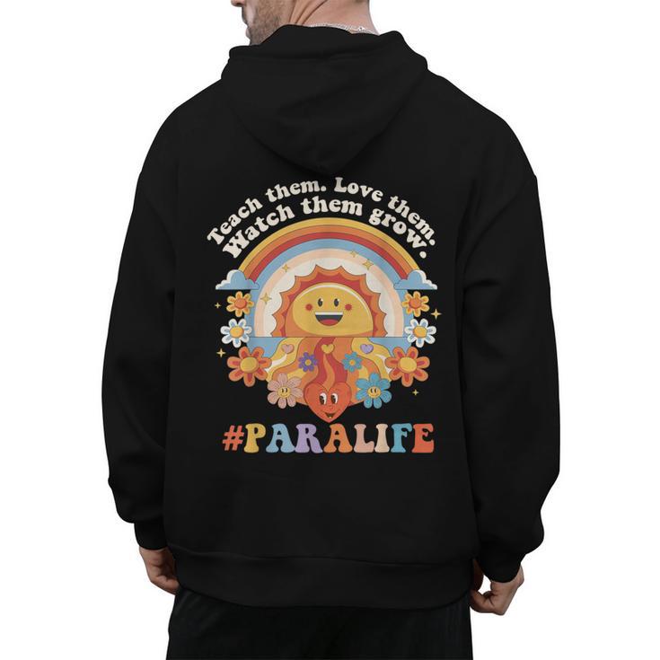 Paraprofessional Para Life Sun Flower Teacher Back To School Men's Hoodie Back Print