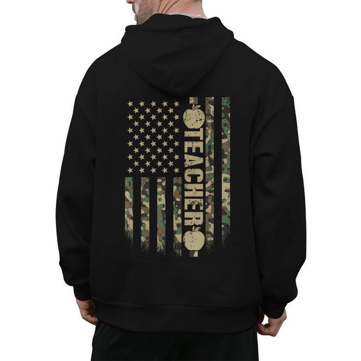 Patriotic Teacher American Flag Camouflage 4th Of July Camo Men's Hoodie Back Print, trending gift