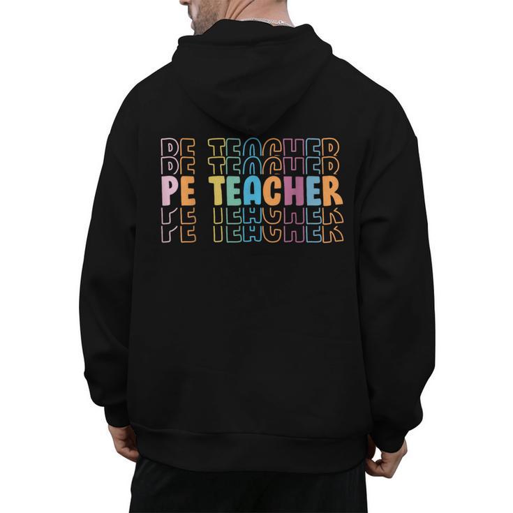 PE Teacher Vintage Retro Groovy Physical Education Teacher Men's Hoodie Back Print