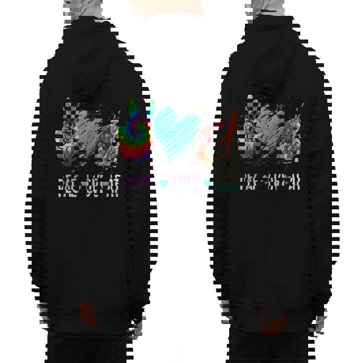 Peace Love Art Painting Palette Art Teacher Men&#x27;s Hoodie Back Print