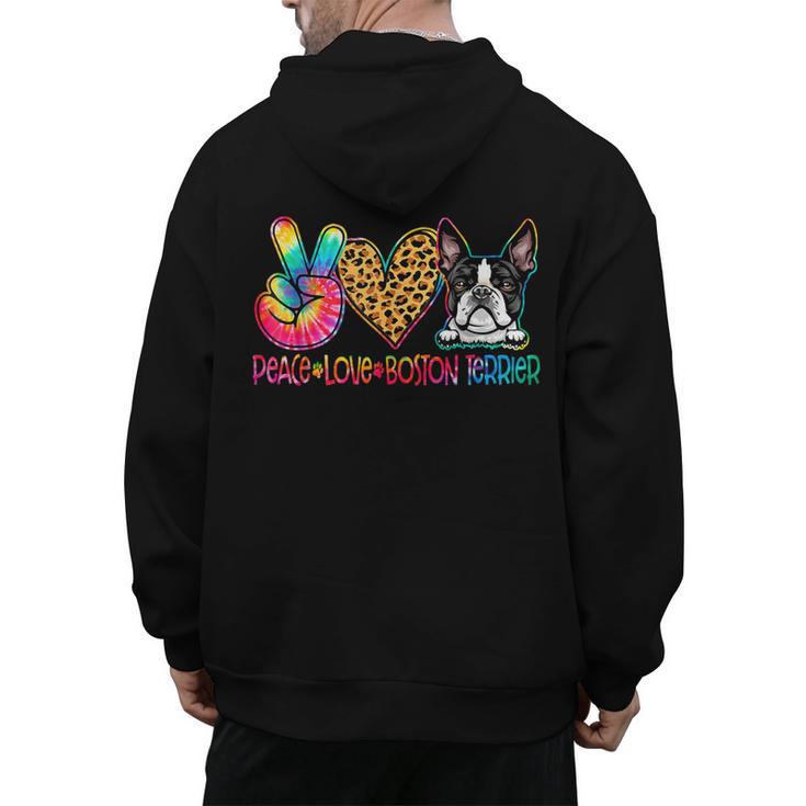 Peace Love Boston Terrier Tie Dye Dog Lover For Men Women Girls Kids Men's Hoodie Back Print