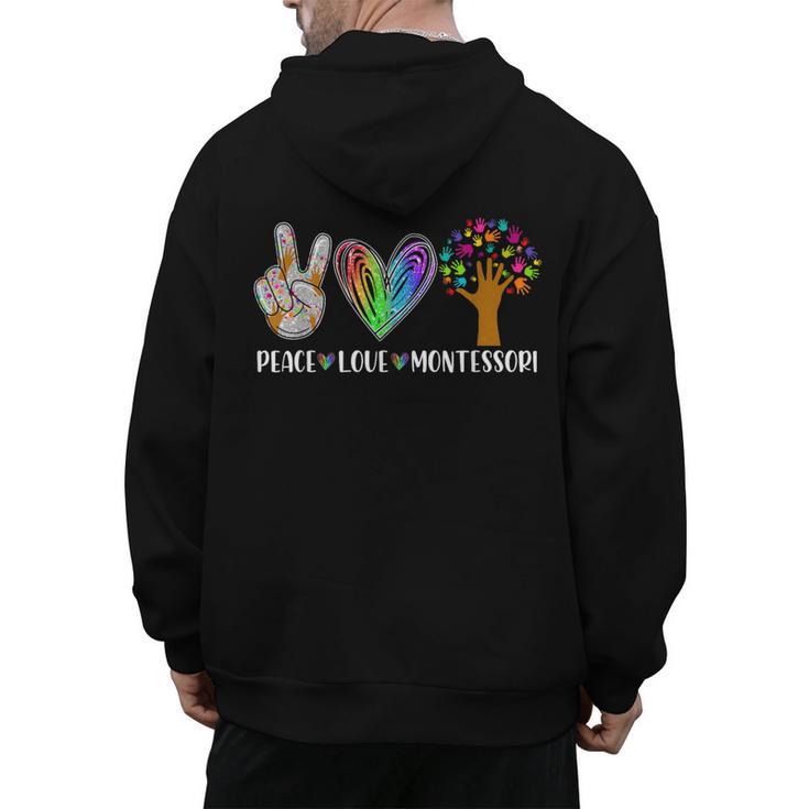 Peace Love Montessori Daycare Teacher Appreciation Men's Hoodie Back Print