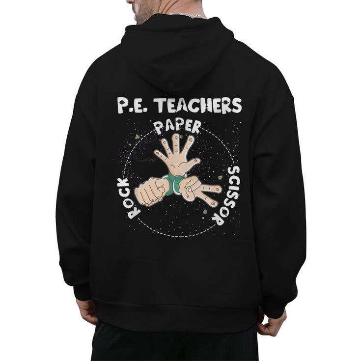 Physical Education PE Teacher Rock Paper Scissor Men's Hoodie Back Print