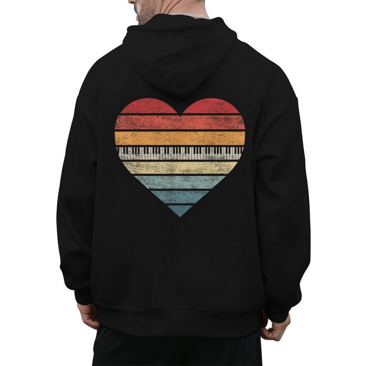 Pianist Retro Sunset Piano Keyboard Player Teacher Men's Hoodie Back Print