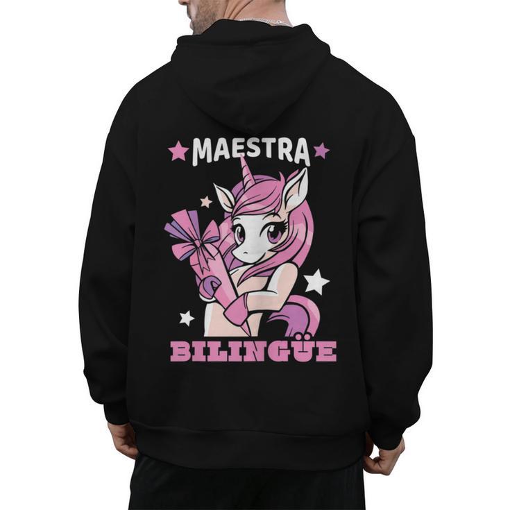Pink Unicorn Spanish Teacher Regalos Para Bilingue Teacher Men's Hoodie Back Print