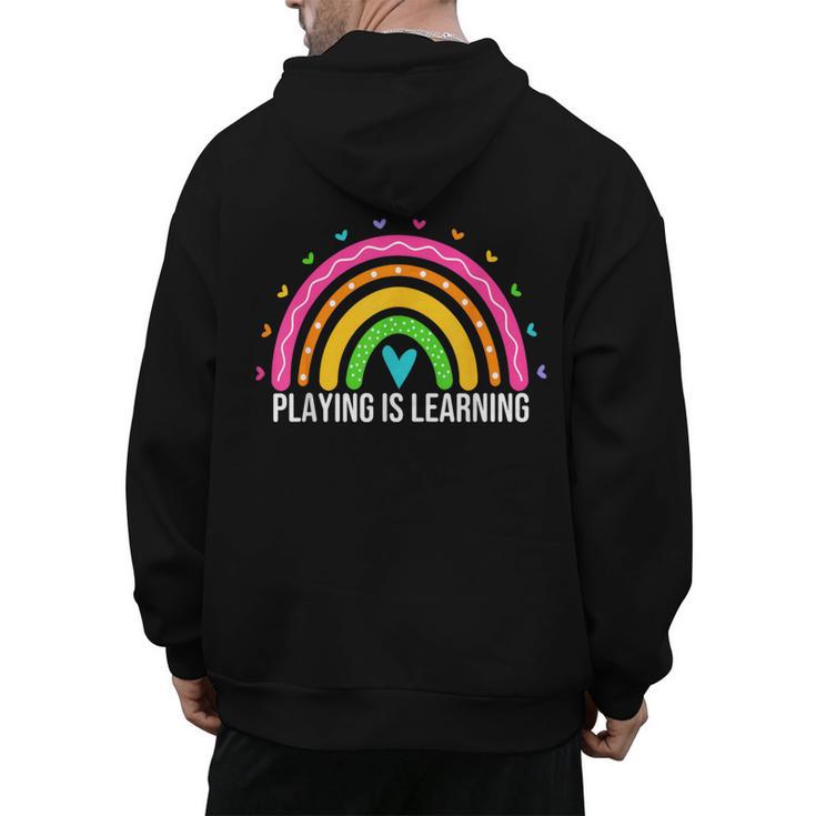 Playing Is Learning Early Childhood Education ECE Teacher Men's Hoodie Back Print