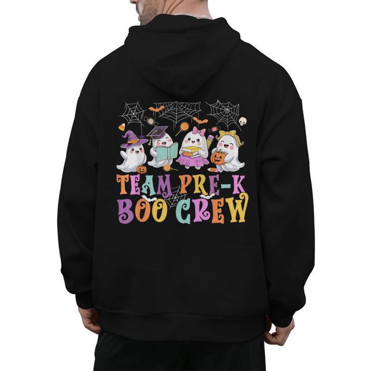 Pre-K Boo Crew Ghost Halloween Teacher Student Men's Hoodie Back Print