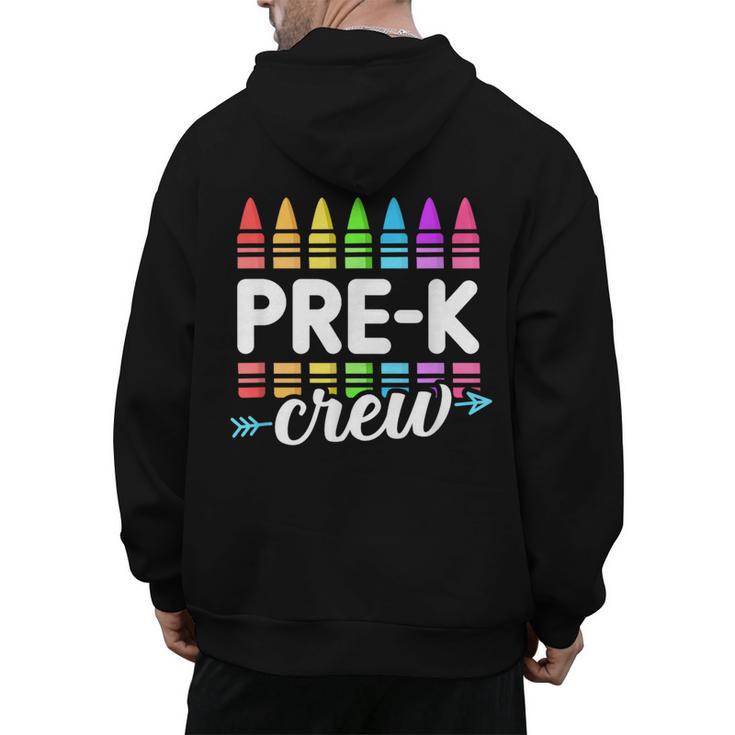 Pre-K Crew Teacher Team Squad Hello Back School Graduation Men's Hoodie Back Print