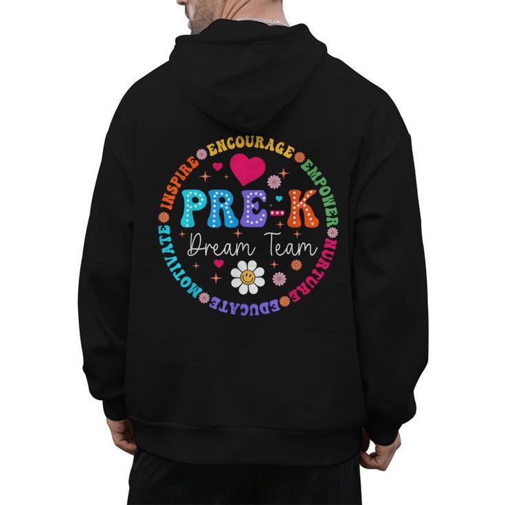 Pre K Dream Team Back To School Boys First Day Teacher Men's Hoodie Back Print
