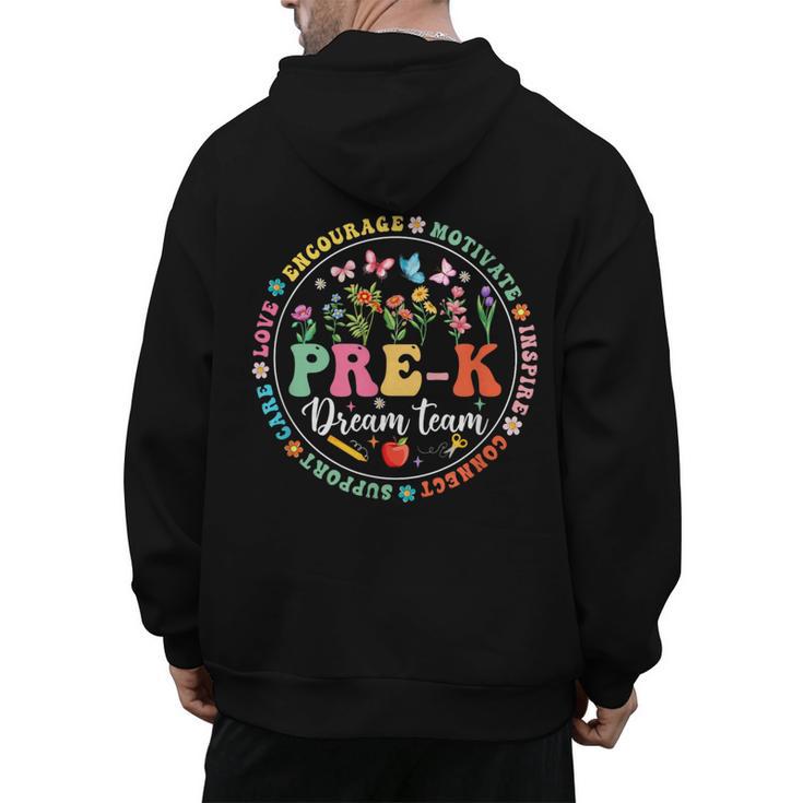 Pre-K Dream Team Back To School Teacher Flower Men's Hoodie Back Print