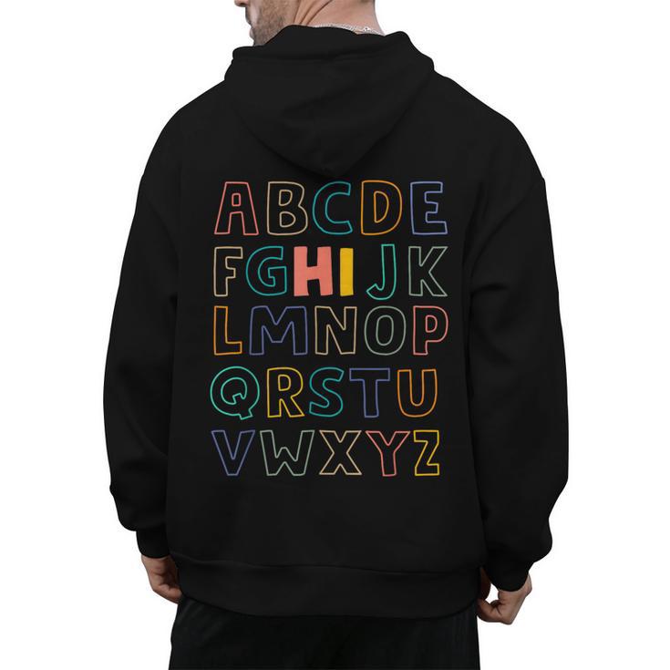 Pre K Kindergarten Hi Alphabet Back To School Teachers Men Women Girls Kids Men's Hoodie Back Print