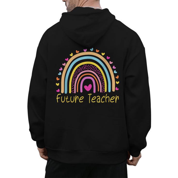 Pre-K Preschool Kindergarten Future Teacher Rainbow Men's Hoodie Back Print
