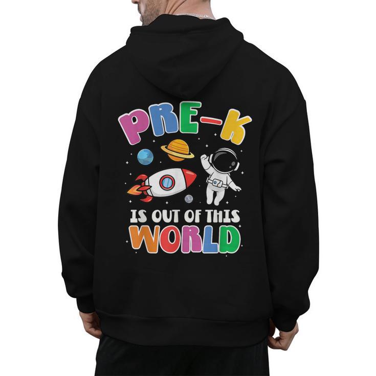 Pre-K Student Teacher Astronaut Space Back To School Men's Hoodie Back Print