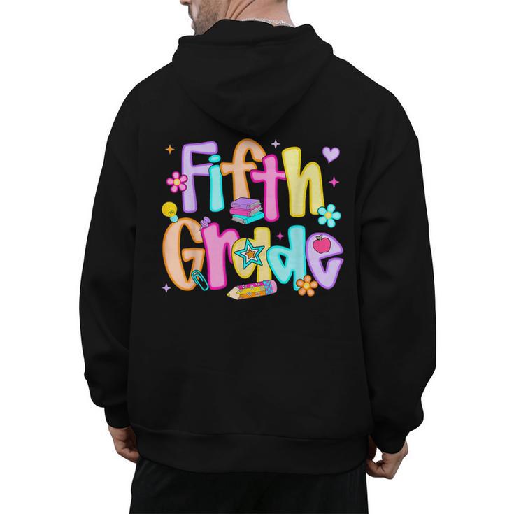 Preppy Fifth Grade Back To School 5th Grade Teacher Girl Boy Men's Hoodie Back Print