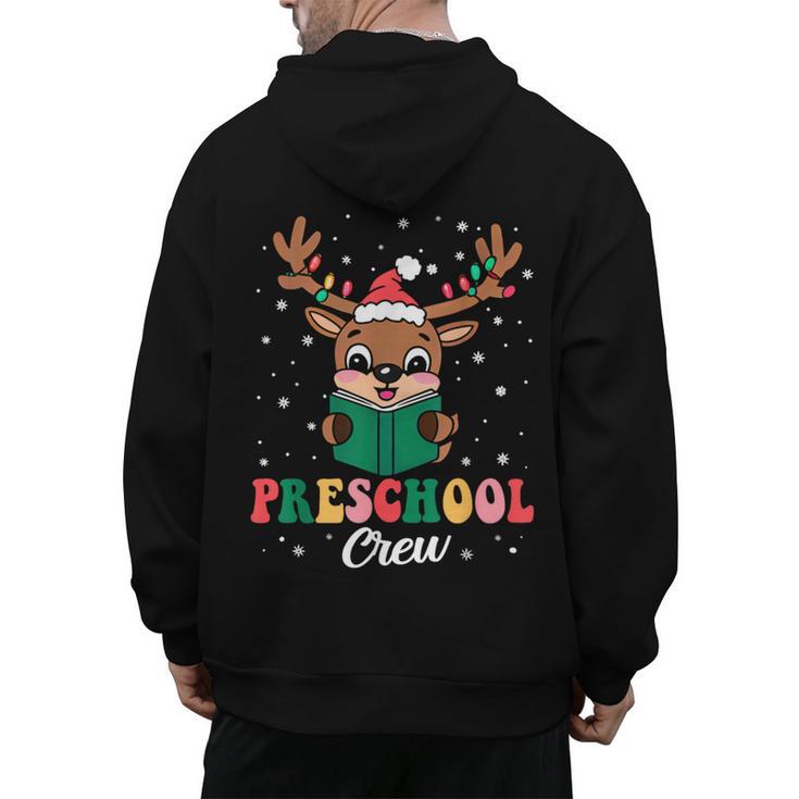 Preschool Crew Xmas Reindeer Teacher Student Christmas Men's Hoodie Back Print