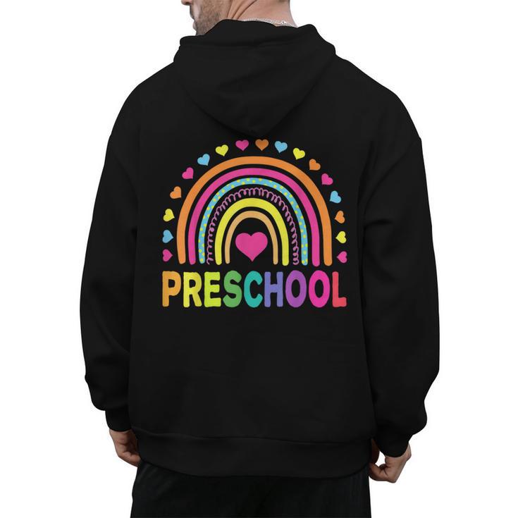 Preschool Rainbow Girls Boys Kids Teacher Back To School Men's Hoodie Back Print
