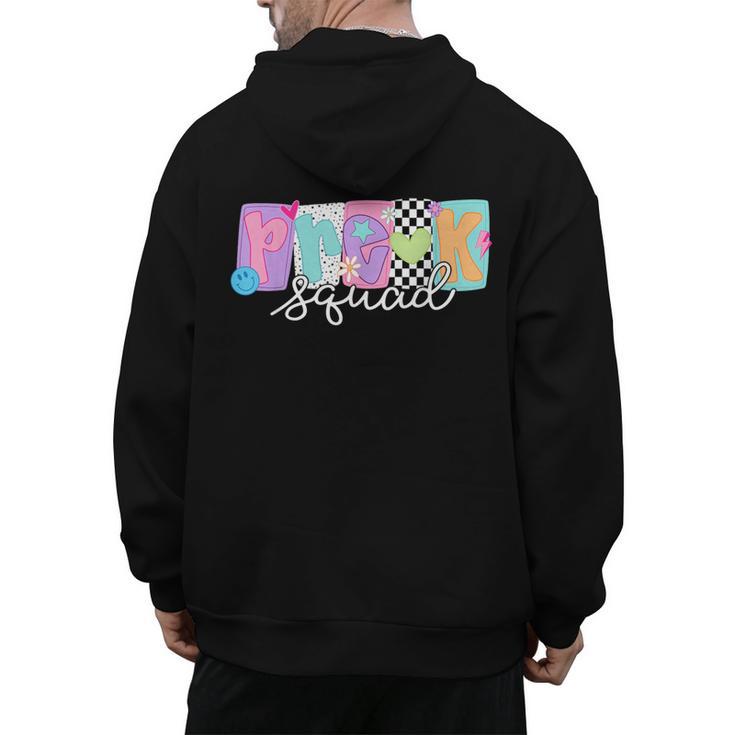 Preschool Squad Team Pre-K Crew Back To School Teacher Men's Hoodie Back Print