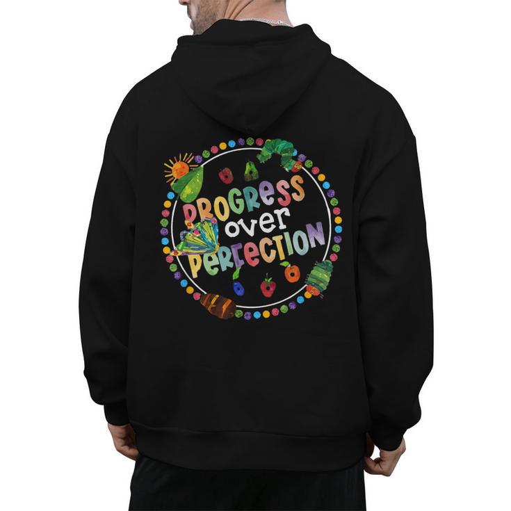 Progress Over Perfection Caterpillar Back To School Teacher Men's Hoodie Back Print, trending gift Progress Over Perfection Caterpillar Back To School Teacher Men's Hoodie Back Print, trending gift