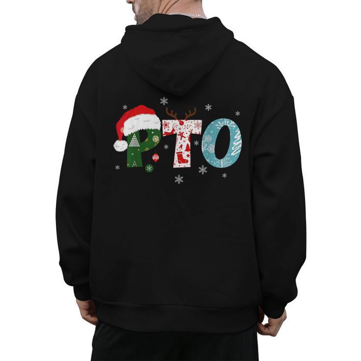 PTO Santa Hat Reindeer Parent Teacher Organization Christmas Men's Hoodie Back Print