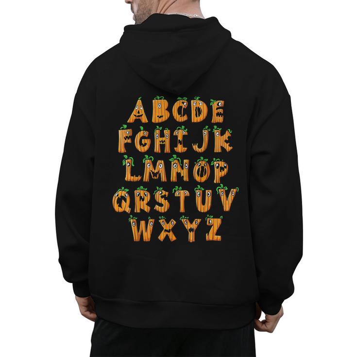 Pumpkin ABC Halloween Alphabet Costume School Teacher Kids Men's Hoodie Back Print
