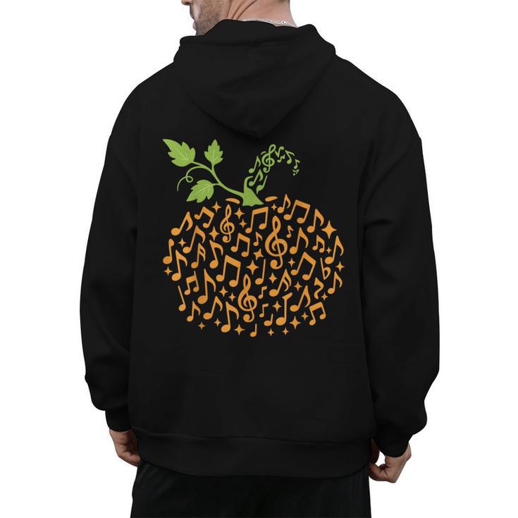 Pumpkin Music Notes Fall Teacher Autumn Halloween Men's Hoodie Back Print